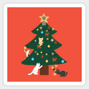 Christmas Tree & Cats Sticker